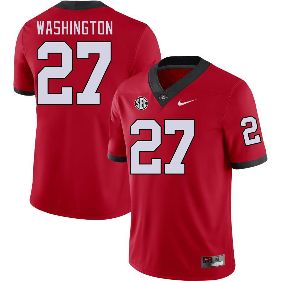 Men #27 C.J. Washington Georgia Bulldogs College Football Jerseys Stitched-Red